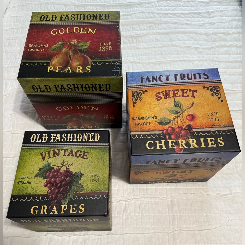 Vintage Fruit-Themed Decorative Boxes